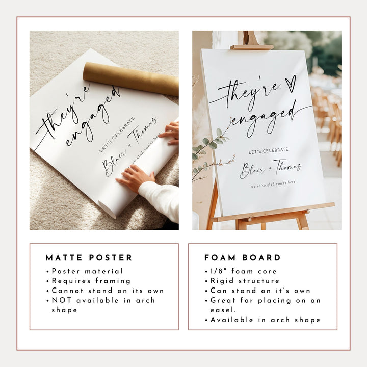 BLAIR They're Engaged Black and White Engagement Party Welcome Sign