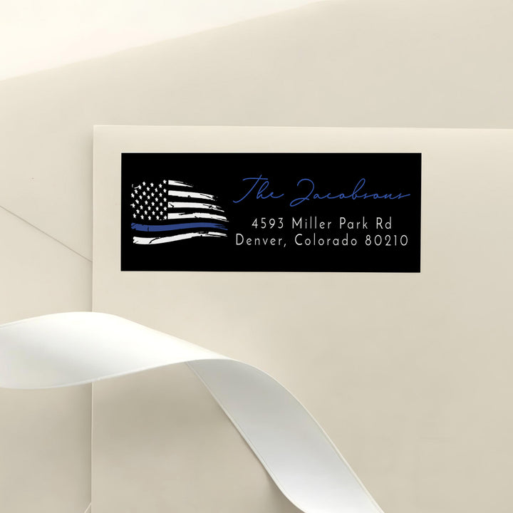 POLICE Black Police Flag Return Address Sticker Labels