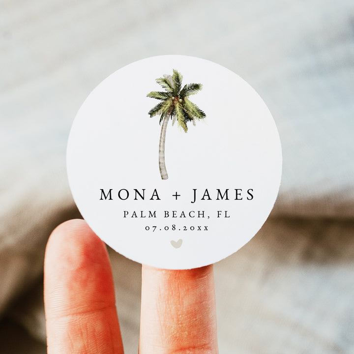 MONA Tropical Destination Wedding Favor Stickers