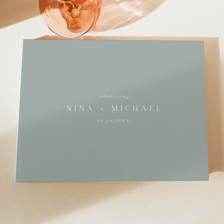 NINA Personalized Sage Green Guest Book for Elegant Wedding