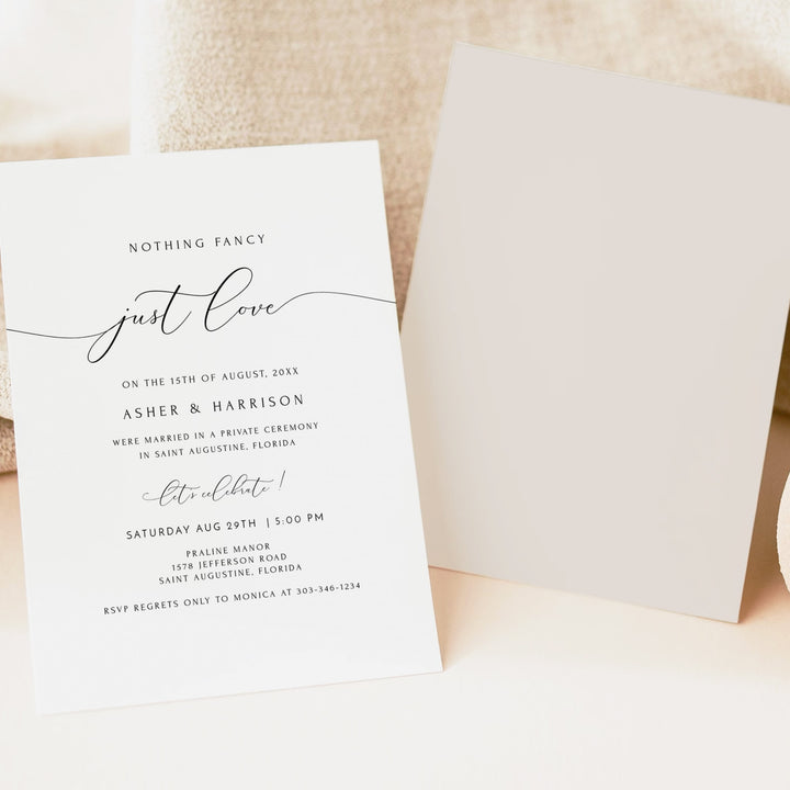 ASHER Elegant Calligraphy Elopement Reception Invitation