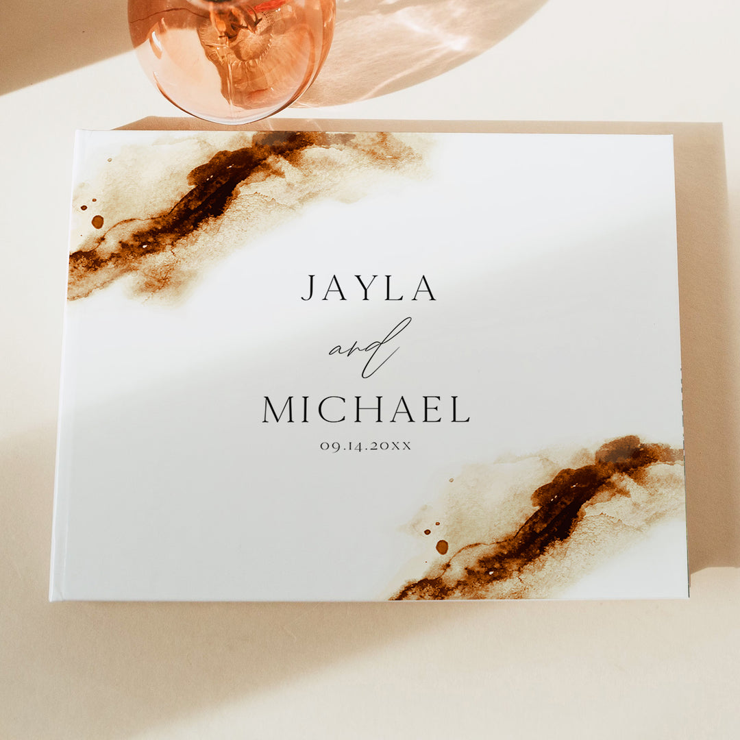 JAYLA Modern Bohemian Watercolor Wedding Guest Book Keepsake