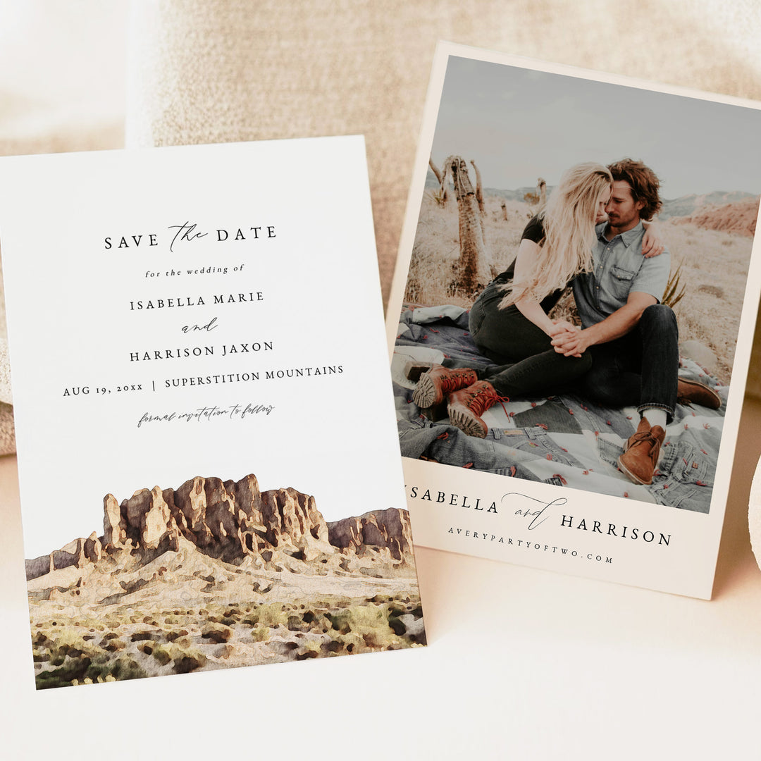 SUPERSTITION MOUNTAIN Desert Wedding Photo Save the Date Cards