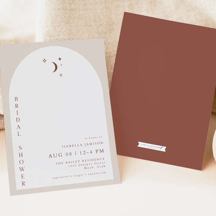CELESTE Terracotta Celestial Boho Arch Wedding Shower Invitation