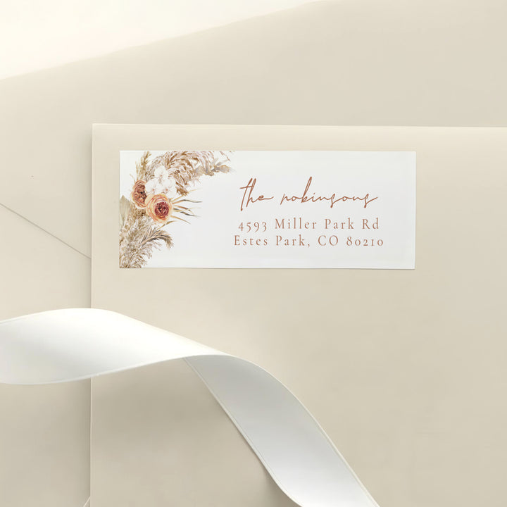 CIERA Terracotta Floral Wedding Return Address Label