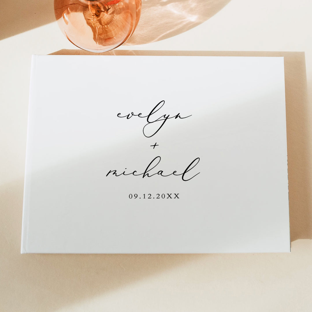 EVELYN Personalized Elegant Script Wedding Guest Book