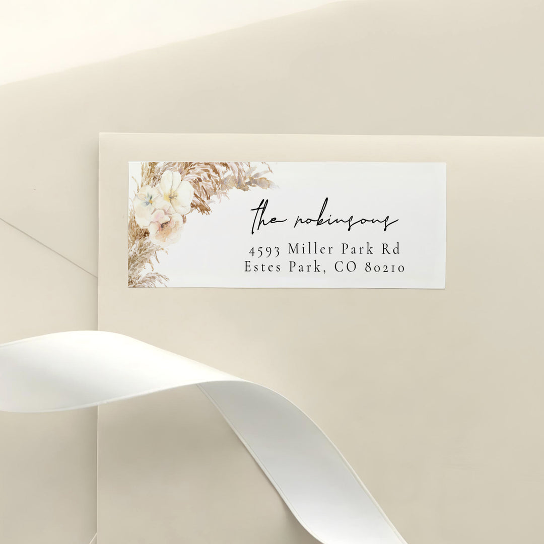 CIERA Cream Boho Wedding Return Address Labels