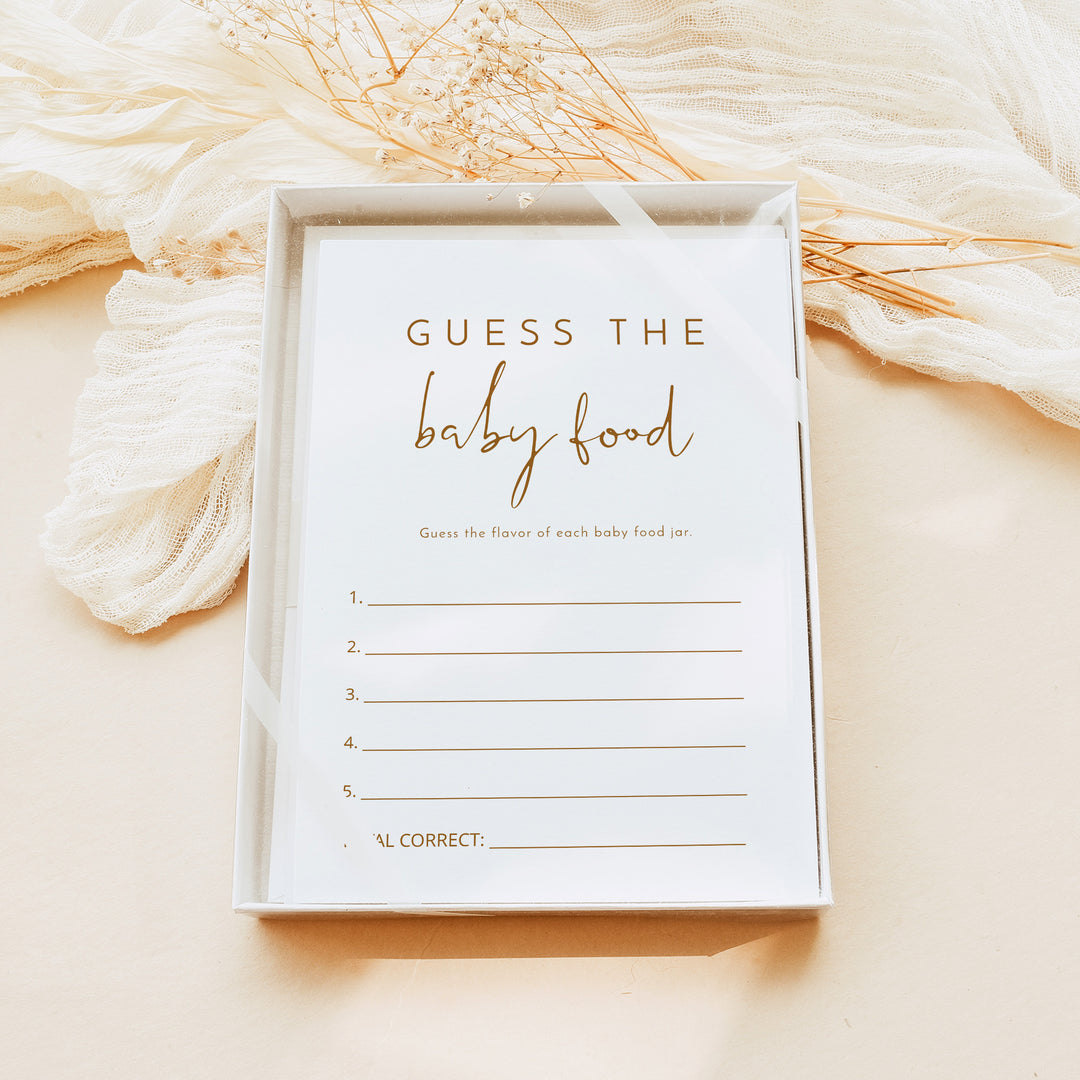 INDIE Guess the Baby Food Boho Baby Shower Guessing Game Card