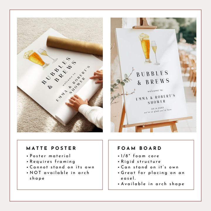 CHARLIE Modern Bubbles and Brews Couples Shower Welcome Sign