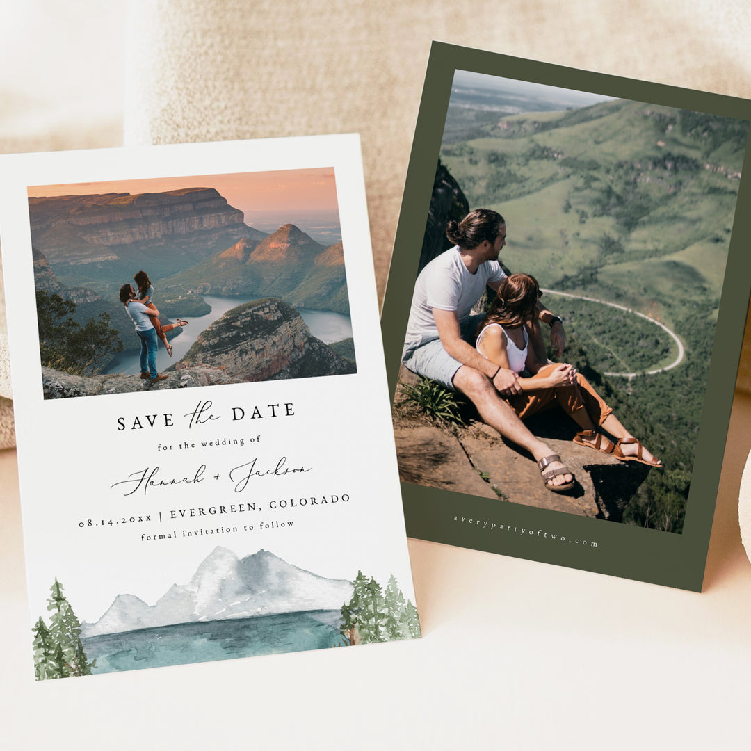 CLOVER Boho Outdoor Wedding Save the Date Card with Photos