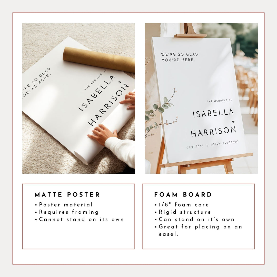 KENNEDY Minimalist Black and White Wedding Welcome Sign