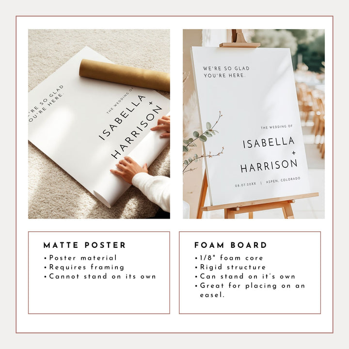 KENNEDY Minimalist Black and White Wedding Welcome Sign