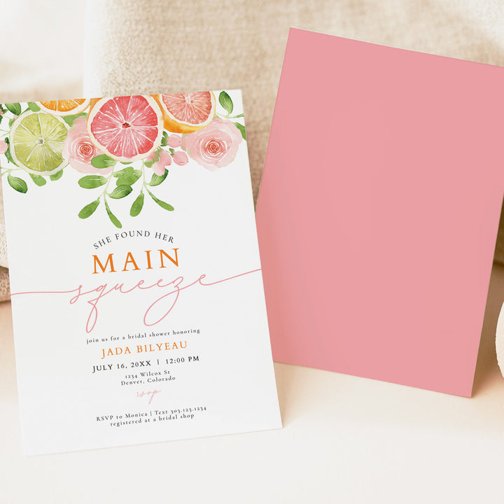 JADA She Found Her Main Squeeze Summer Citrus Bridal Shower Invite