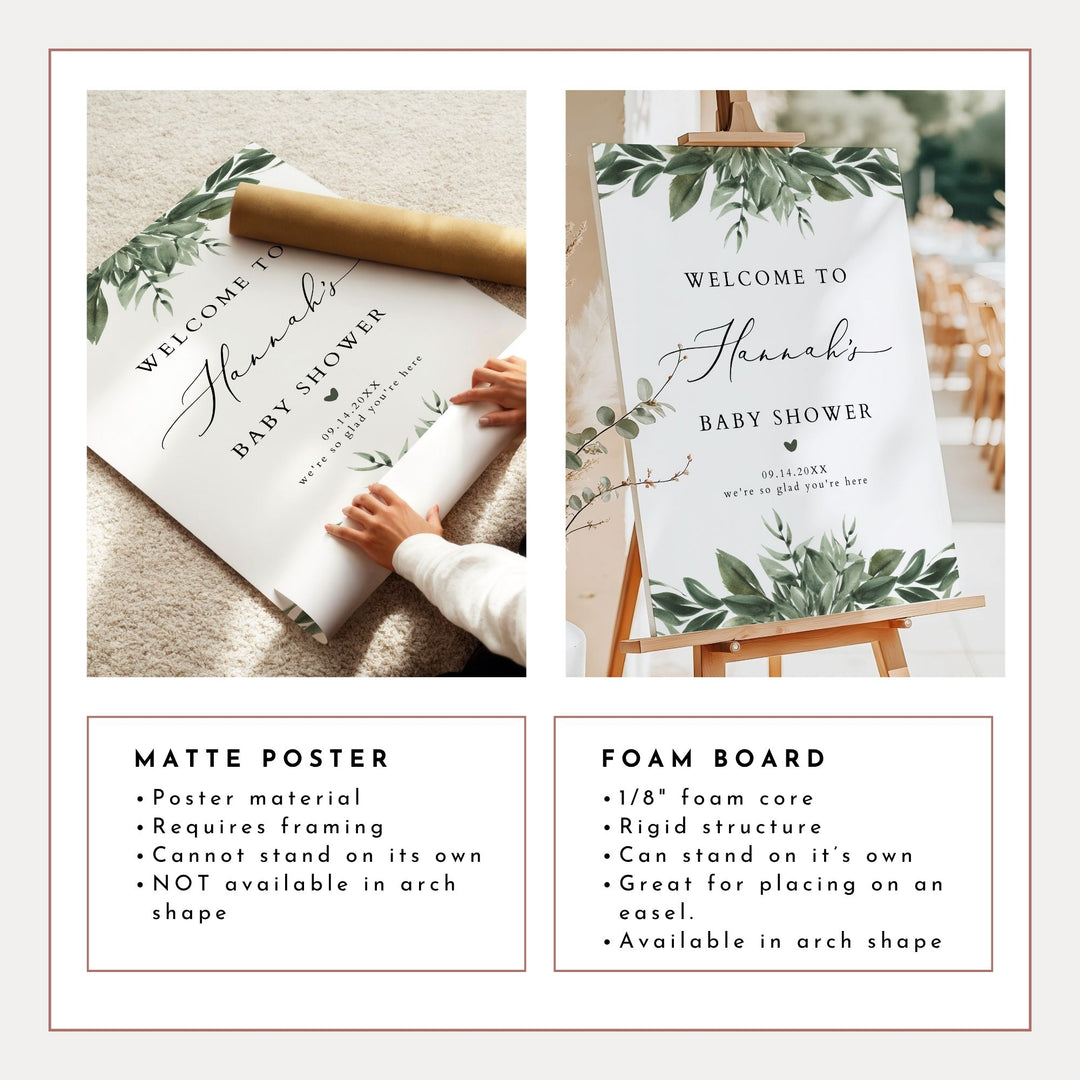 LANA Winter Greenery Baby Shower Welcome Sign