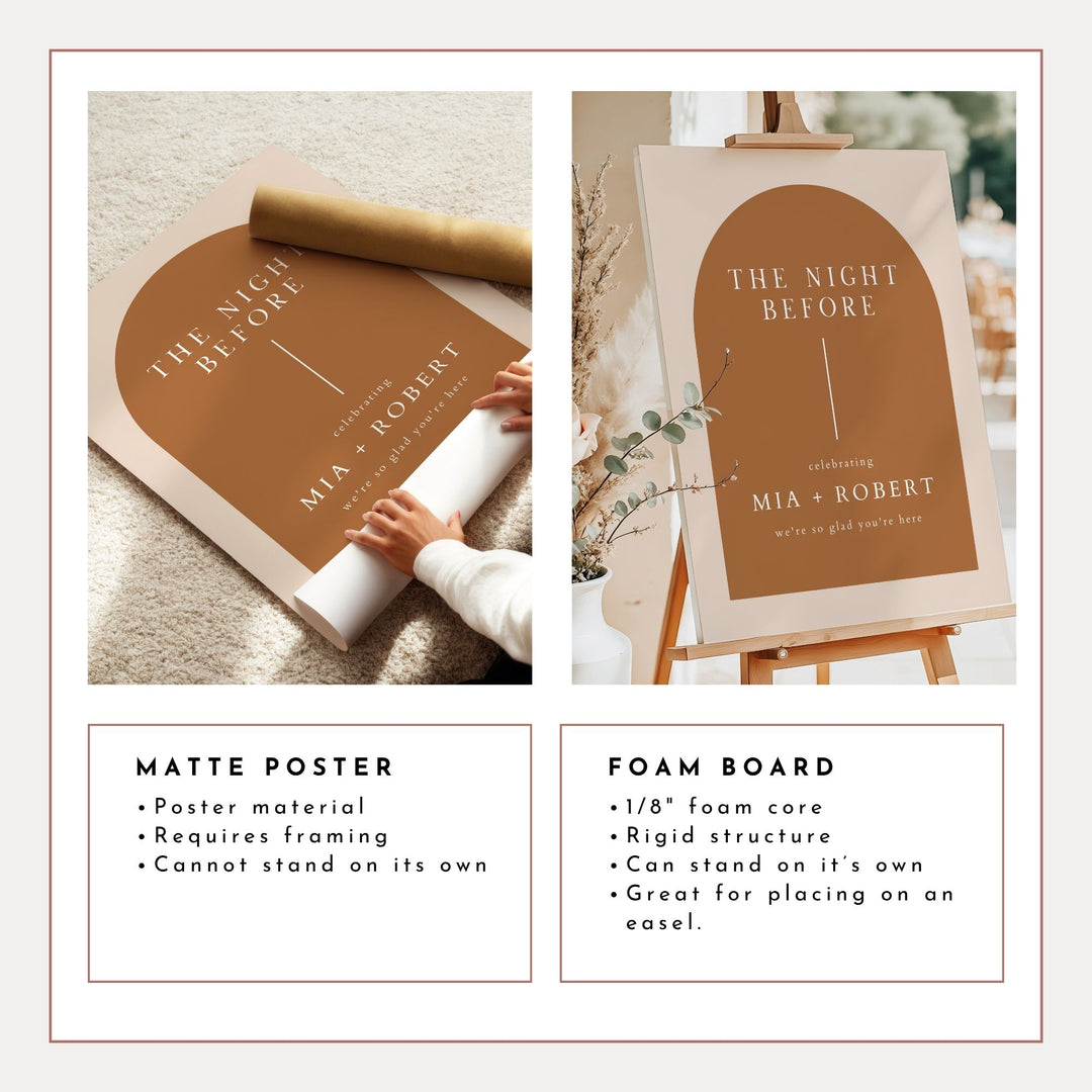 MIA The Night Before Boho Arch Wedding Rehearsal Dinner Sign
