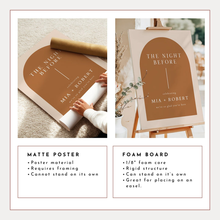 MIA The Night Before Boho Arch Wedding Rehearsal Dinner Sign