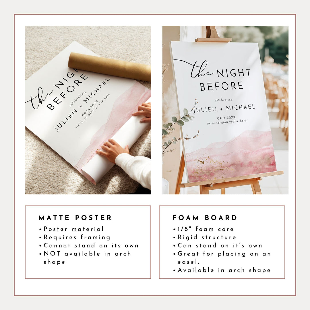 JULIEN Modern Blush Pink Wedding Rehearsal Dinner Sign
