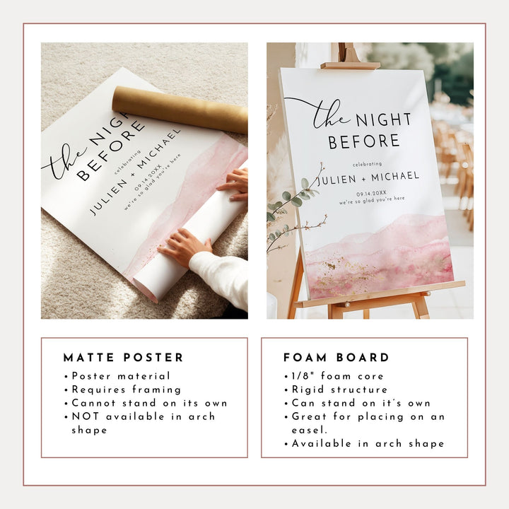 JULIEN Modern Blush Pink Wedding Rehearsal Dinner Sign