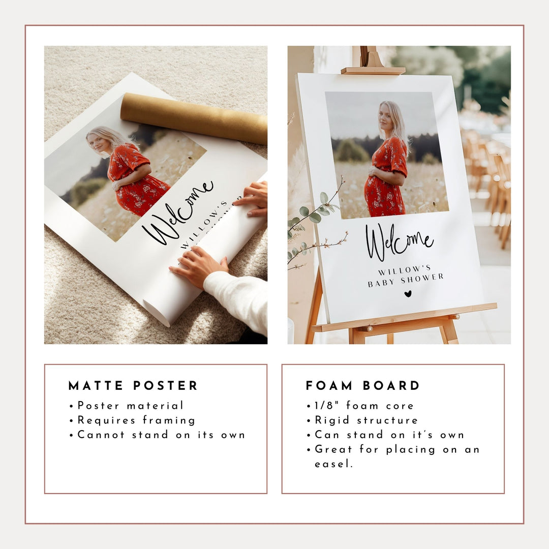 WILLOW Elegant Personalized Photo Baby Shower Welcome Sign