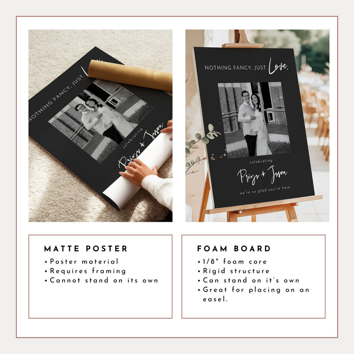 PRIYA Nothing Fancy Just Love Black and White Elopement Party Welcome Sign