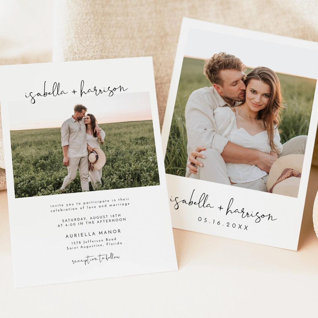 ADELLA Simple Wedding Invitation Suite with Photos