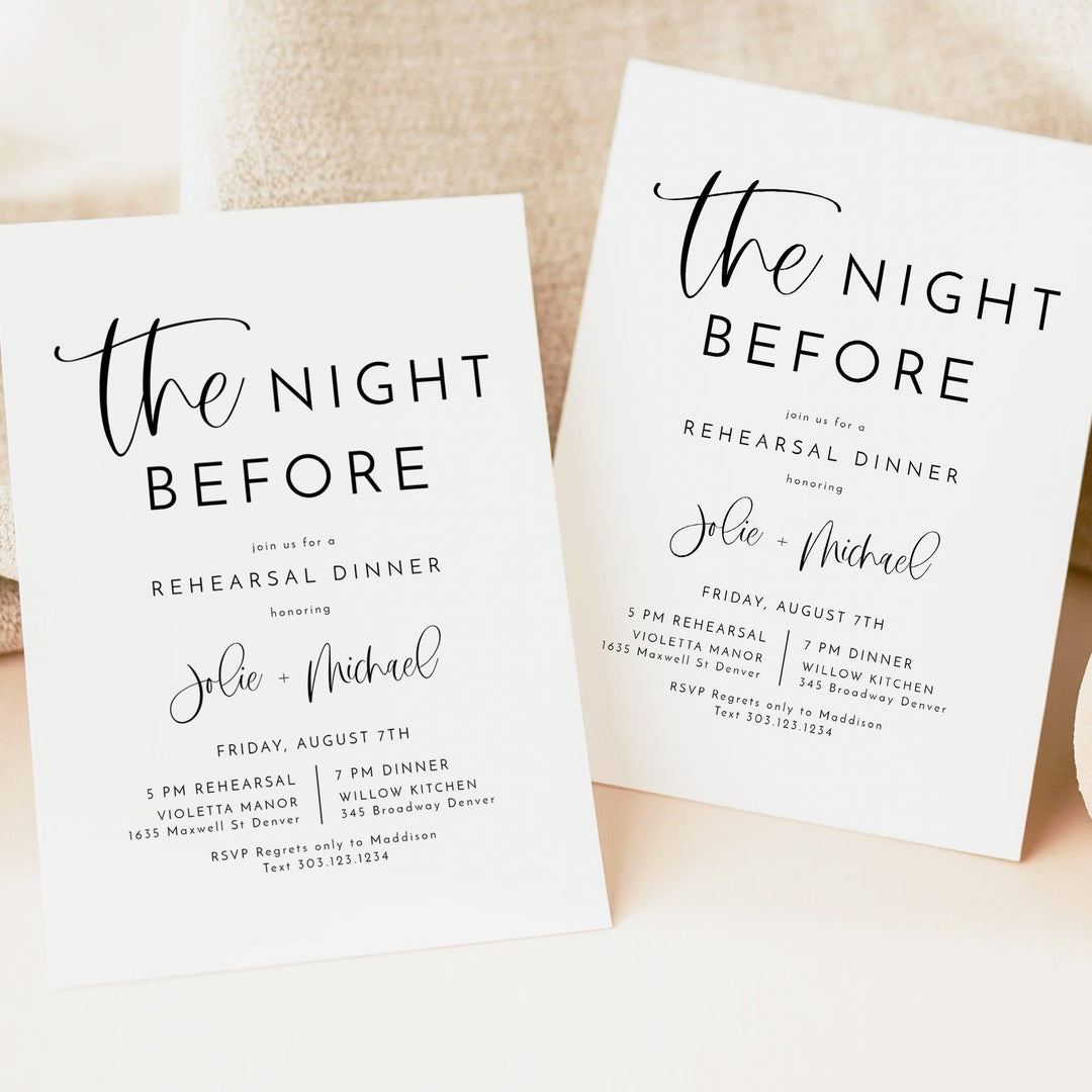 JOLIE The Night Before Simple Wedding Rehearsal Dinner Invitation