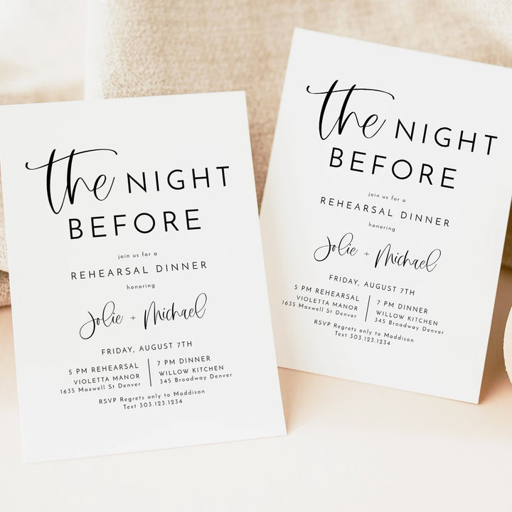 JOLIE The Night Before Simple Wedding Rehearsal Dinner Invitation