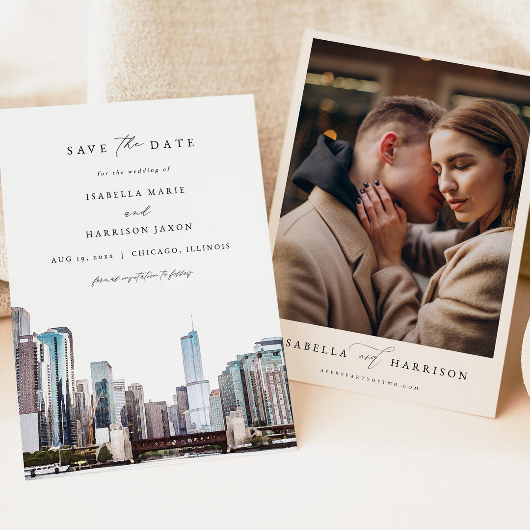 CHICAGO Illinois Skyline Save the Date Invitations