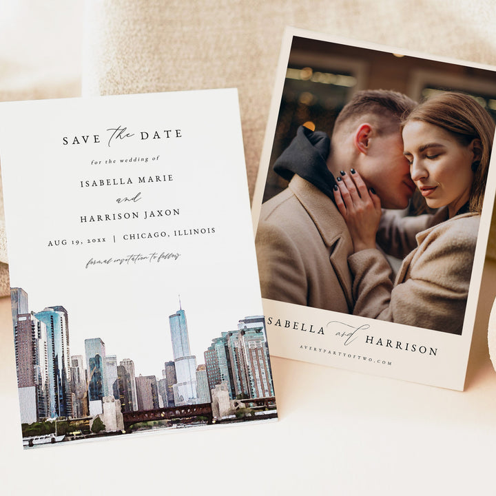 CHICAGO Illinois Skyline Save the Date Invitations