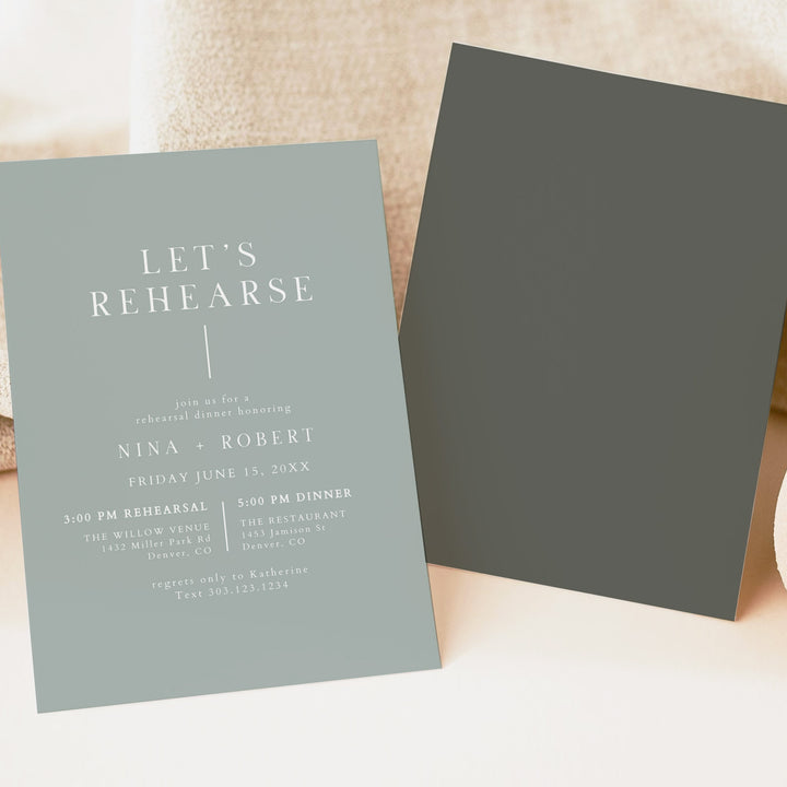 NINA Let's Rehearse Elegant Wedding Rehearsal Dinner Invitation