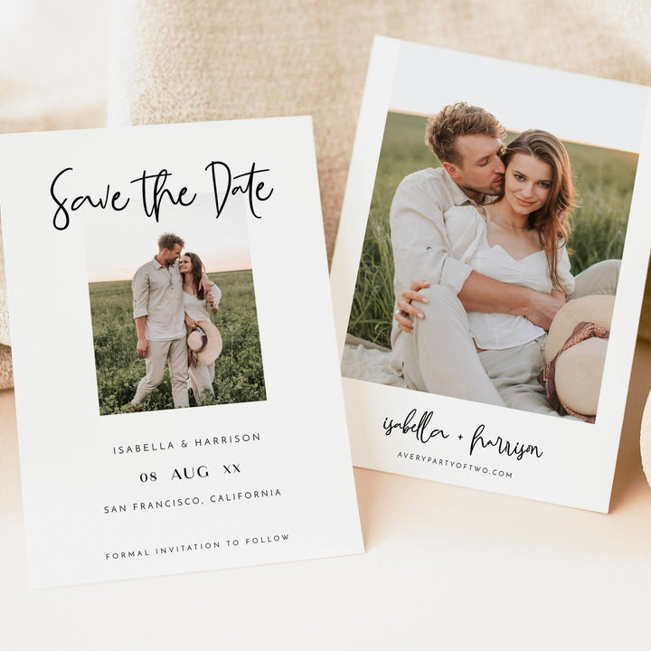 WILLOW Elegant Minimalist Wedding Save the Date Invites with Photo