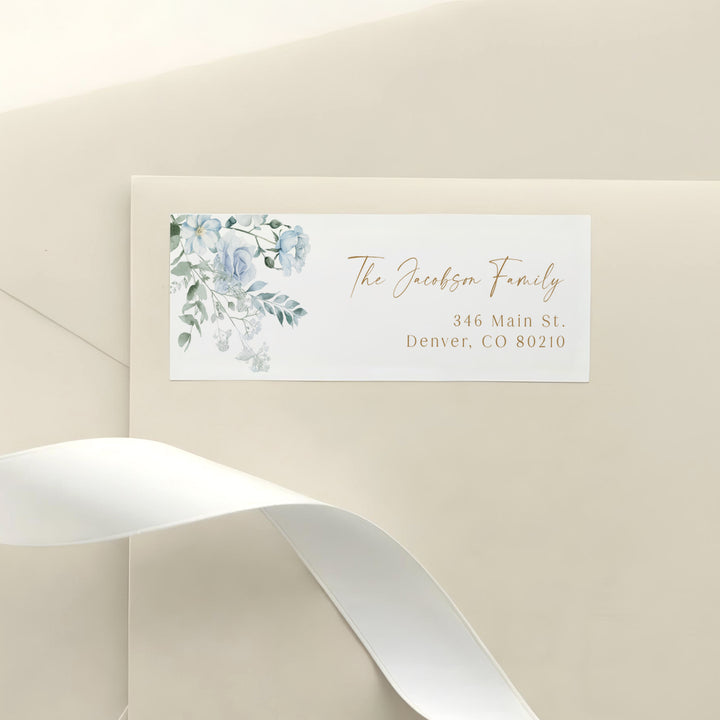 FLEUR Dusty Blue Boho Floral Return Address Label