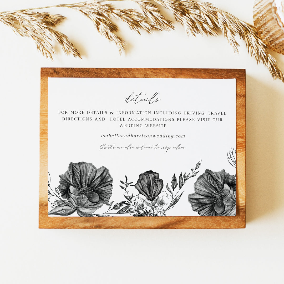NOVA Moody Romantic Halloween Wedding Details Card