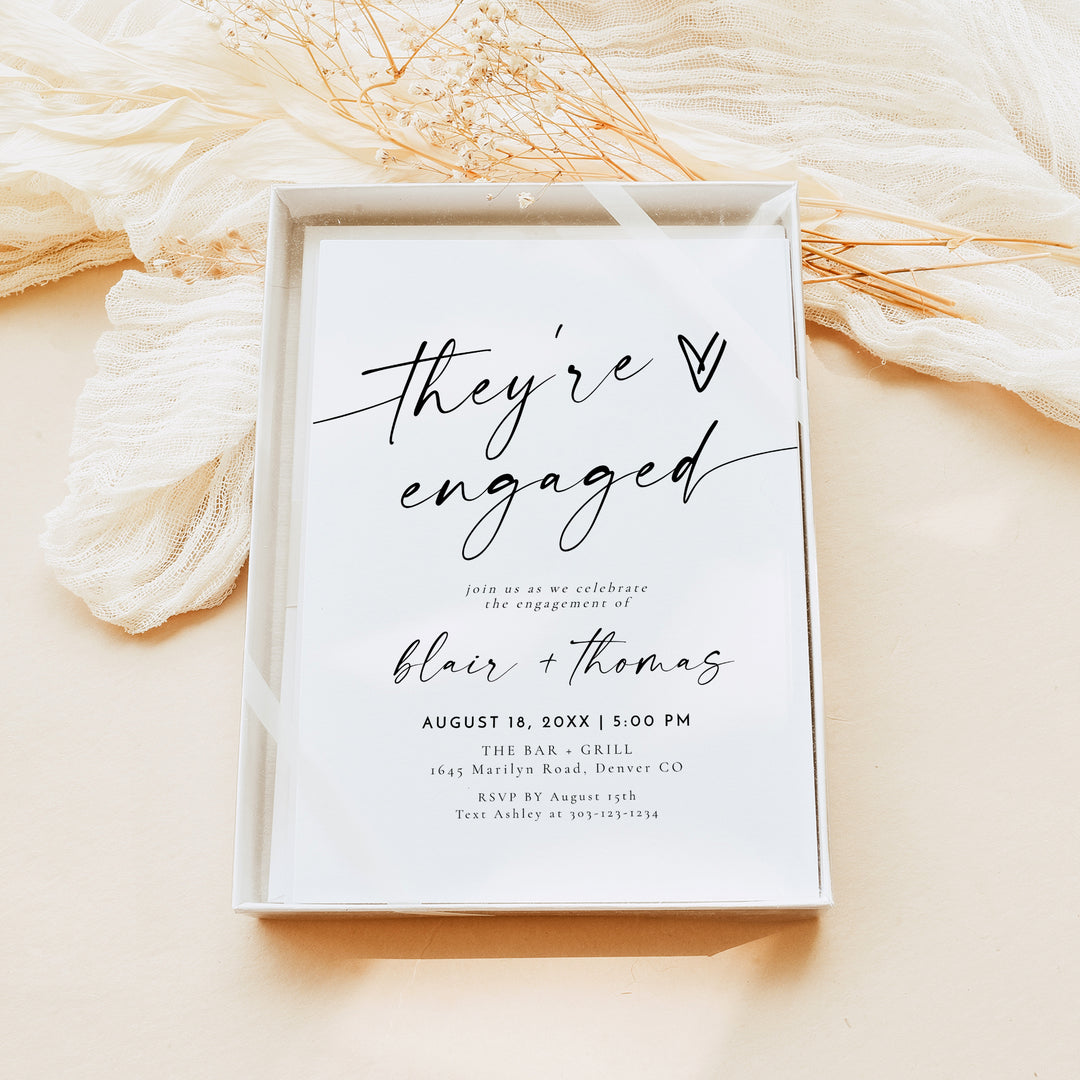 BLAIR They're Engaged Minimalist Engagement Party Invitation