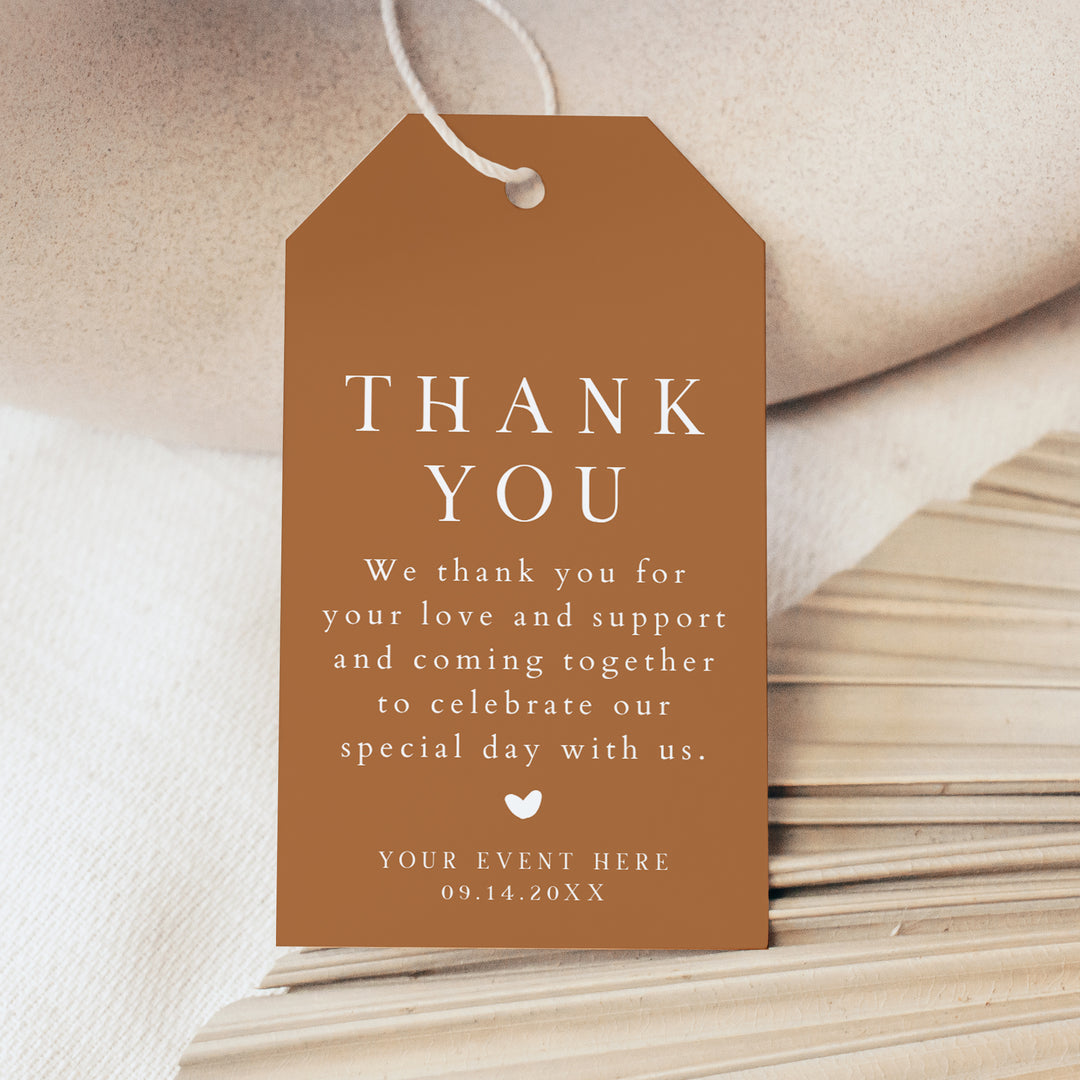 MIA Modern Burnt Orange Favor Thank You Tag