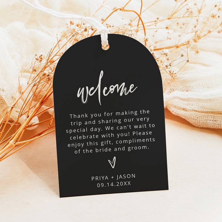 PRIYA Elegant Arch Wedding Welcome Bag Gift Tags