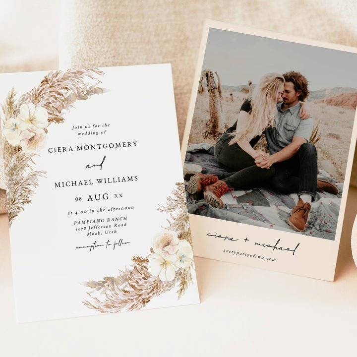 CIERA Rustic Fall Boho Wedding Invitation Card