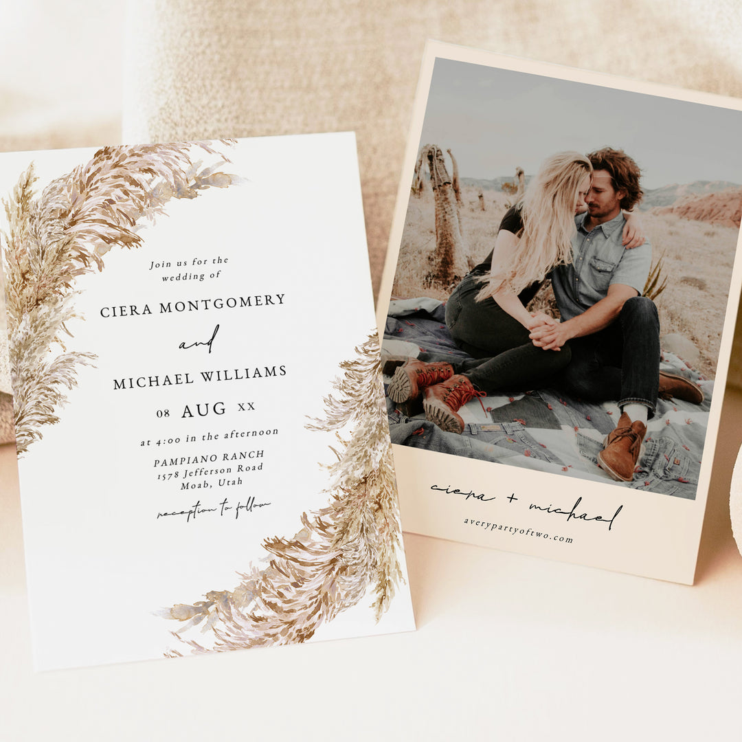 CIERA Boho Desert Wedding Invitation with Photo