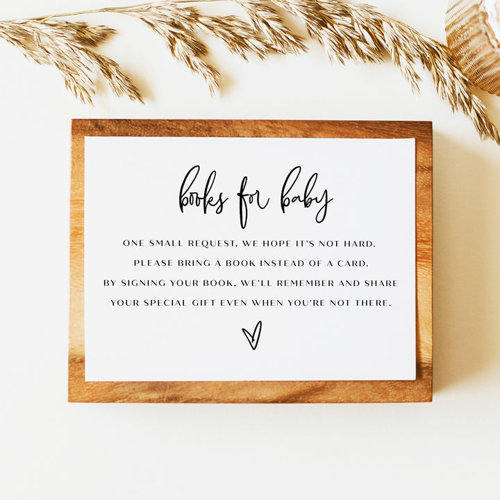 WILLOW Modern Black and White Baby Shower Books for Baby Card