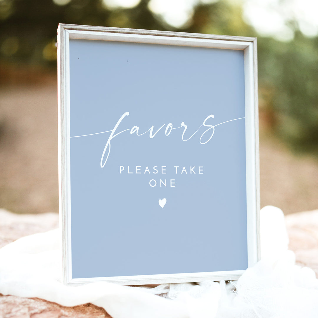 KENNEDY Dusty Blue Boho Coastal Favors Table Sign - Unframed