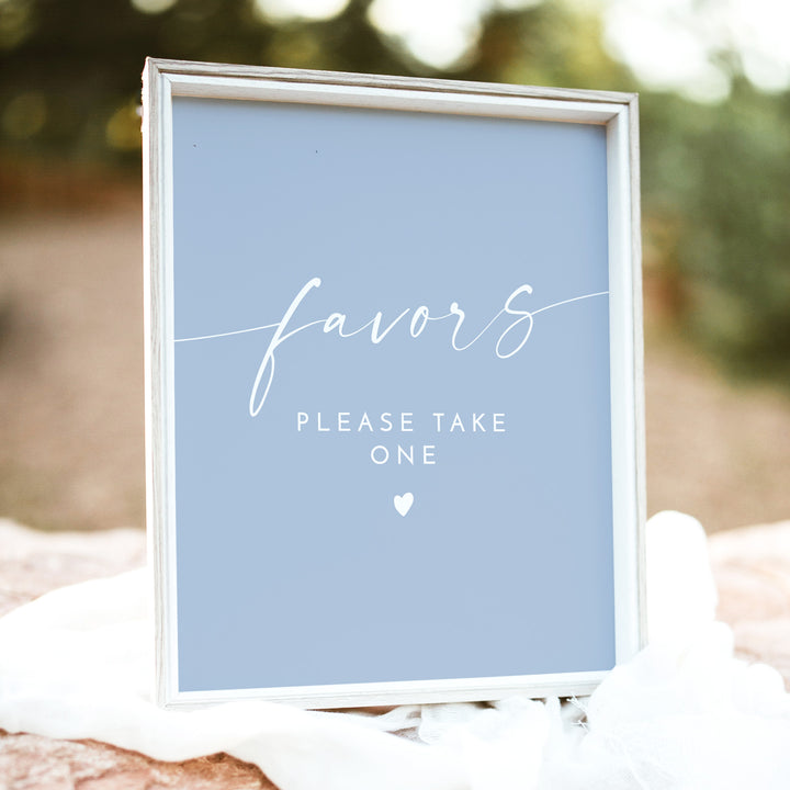 KENNEDY Dusty Blue Boho Coastal Favors Table Sign - Unframed