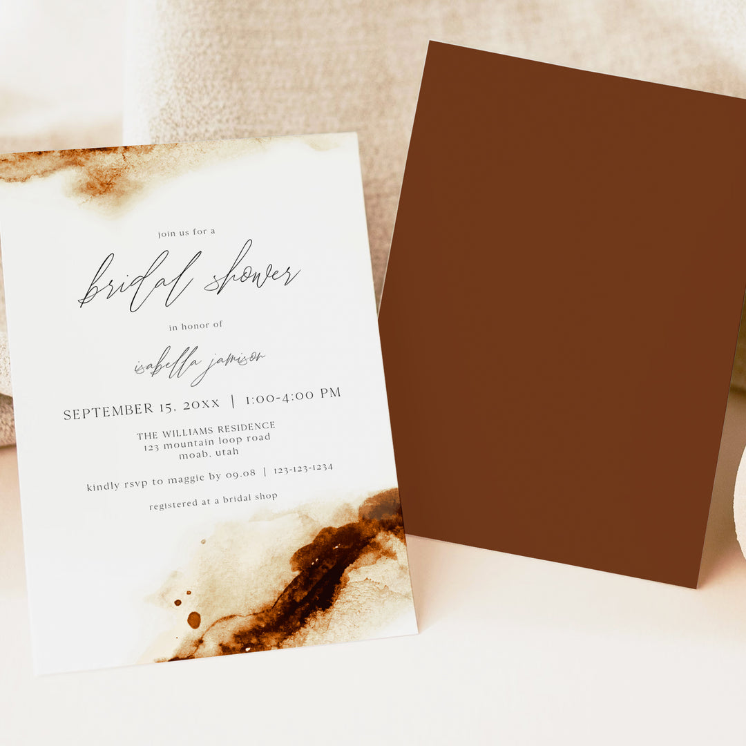 JAYLA Minimalist Burnt Orange Autumn Bridal Shower Invitations
