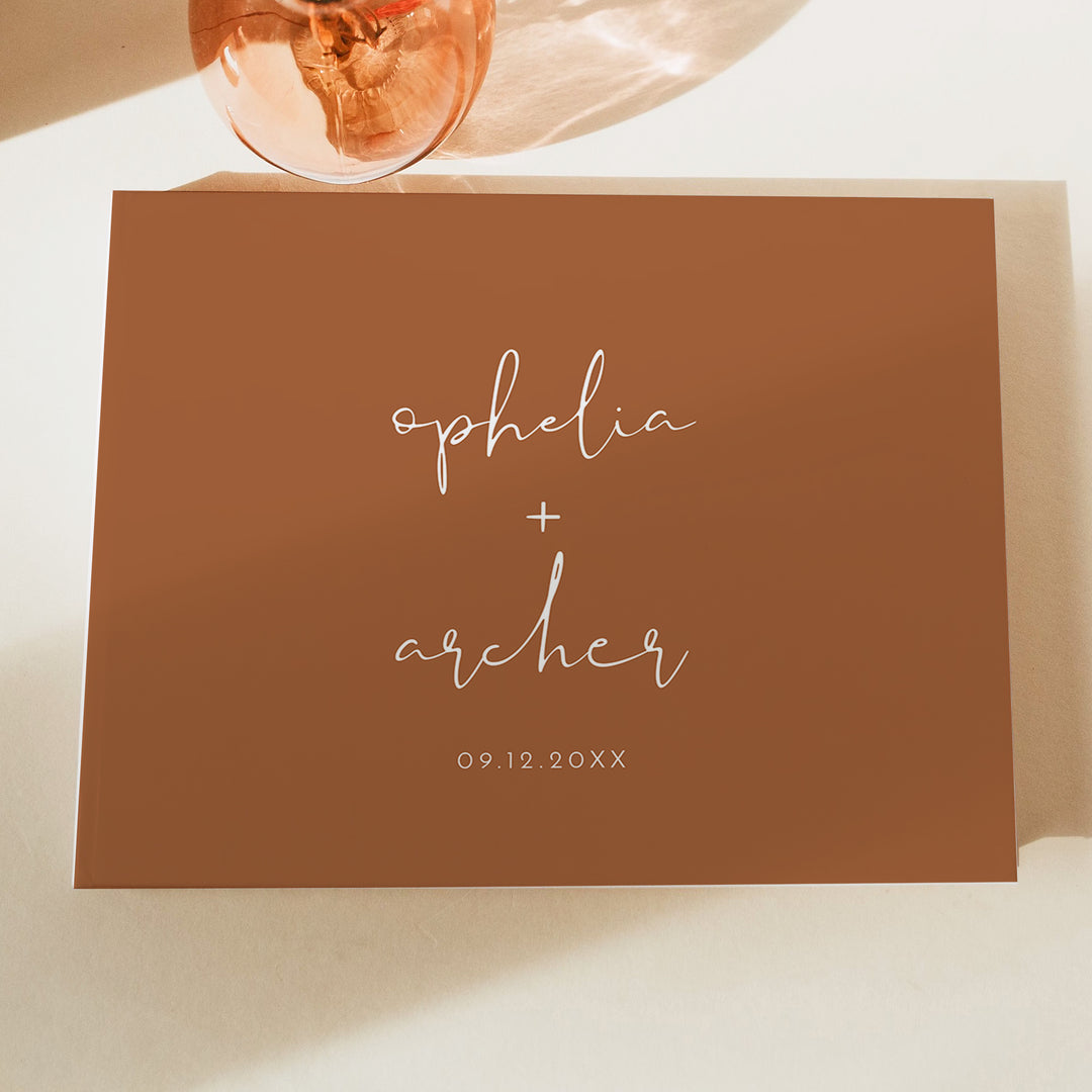 CORIANDER Minimalist Terracotta Desert Wedding Guest Book