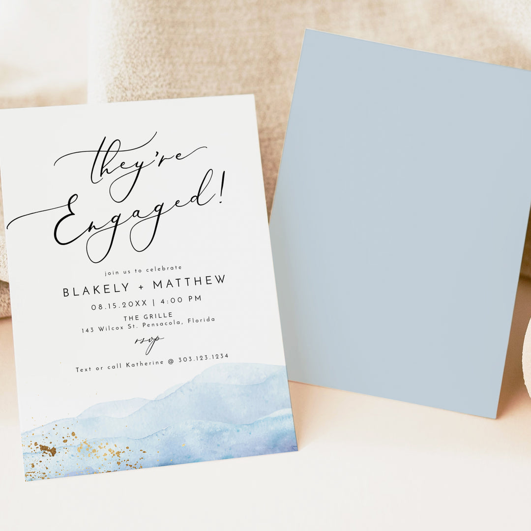 BLAKELY They're Engaged Romantic Beach Engagement Party Invitations