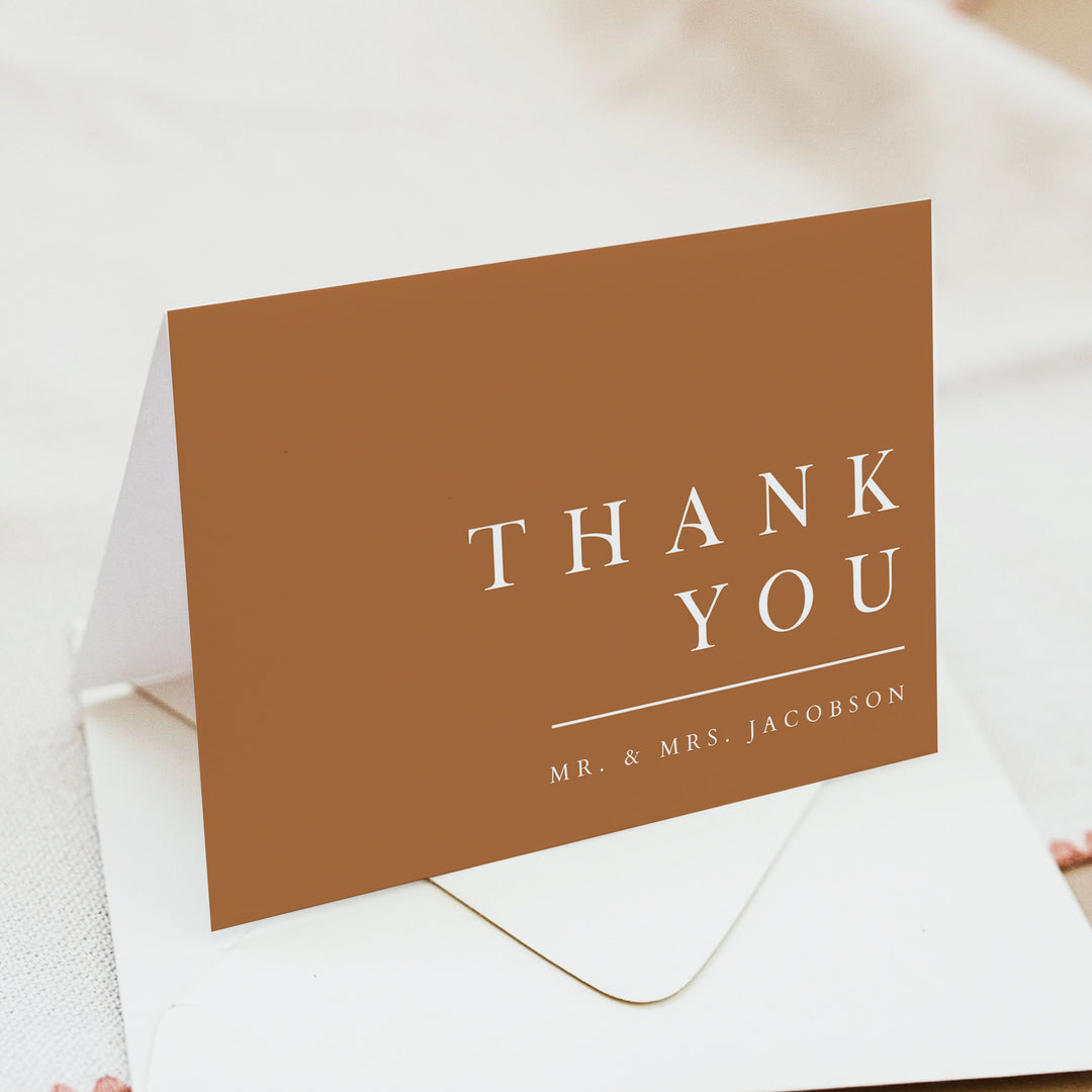 MIA Personalized Burnt Orange Minimalist Thank You Card