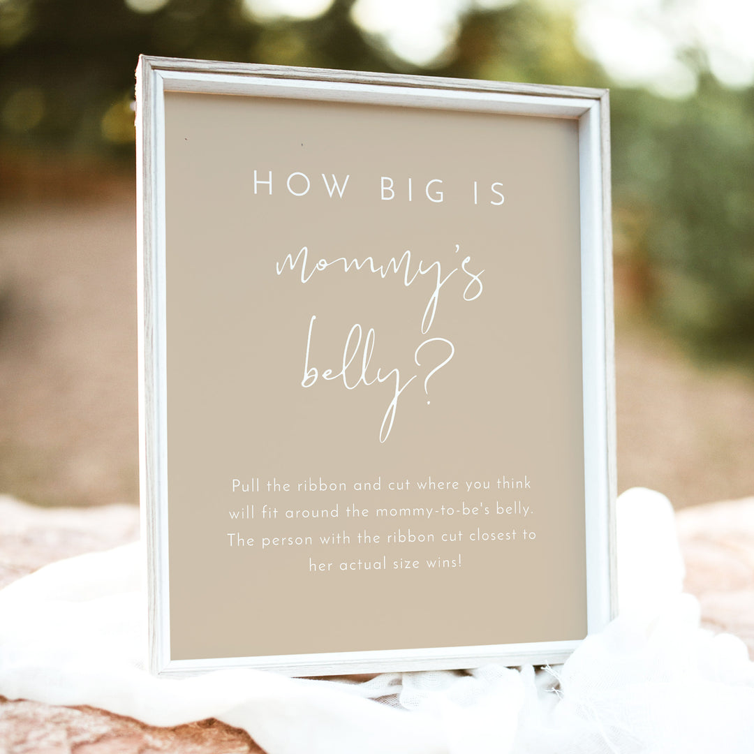 INDIE How Big is Mommy's Belly Boho Baby Shower Game Sign - Unframed