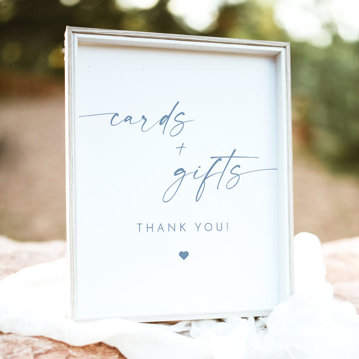 KENNEDY Minimalist Dusty Blue Boho Cards and Gifts Sign