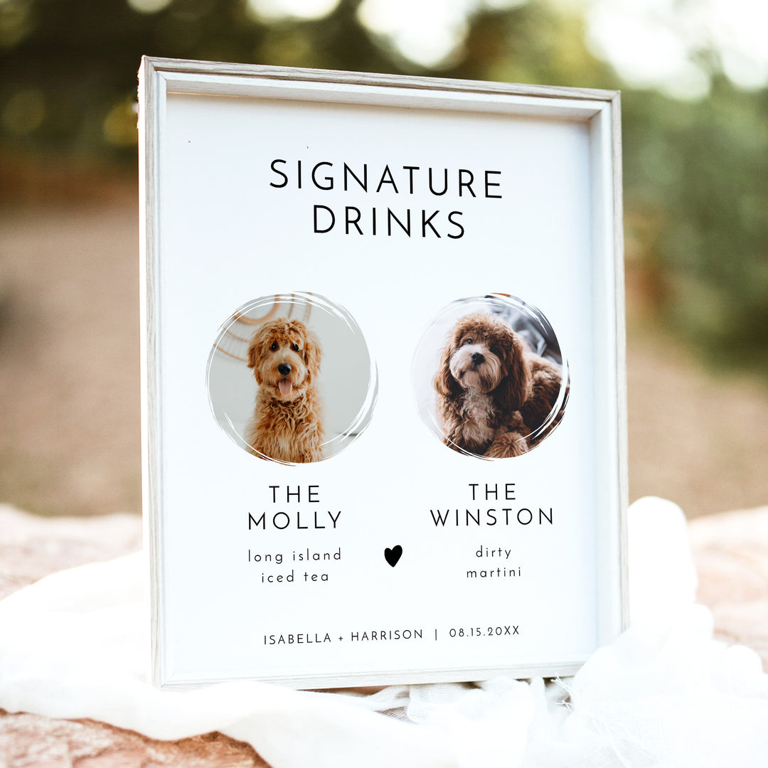 KENNEDY Pet Signature Drink Sign for Elegant Wedding Bar - Unframed