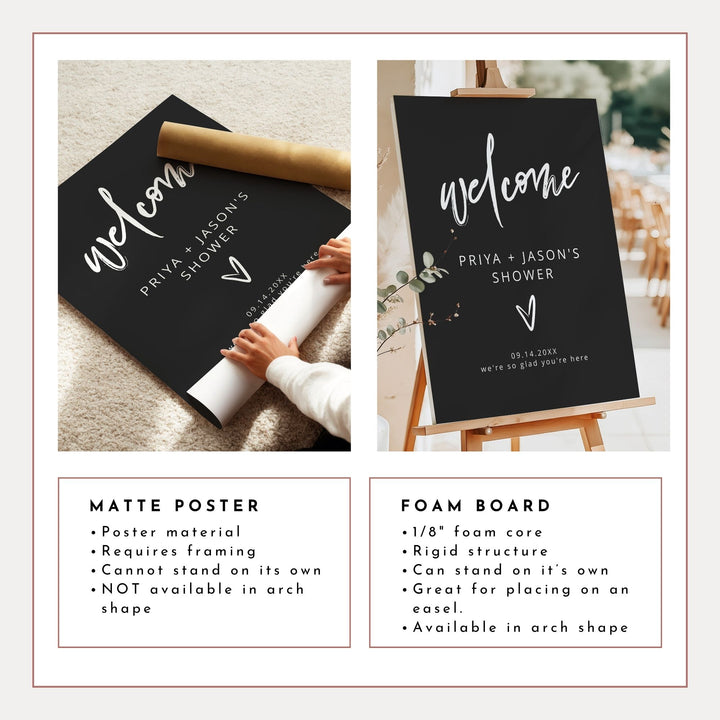 PRIYA Modern Edgy Script Couples Shower Welcome Sign