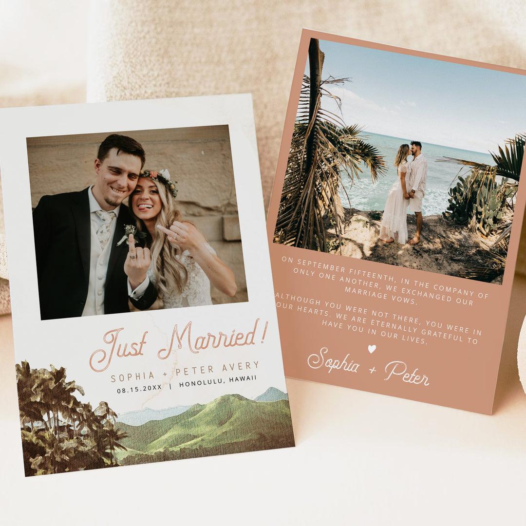 NANI Luxury Coastal Destination Wedding Thank You Cards with Photo